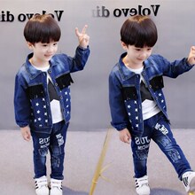 潮儿童2025春秋中小童韩版牛仔套装春季三件套0-3岁宝宝春秋款
