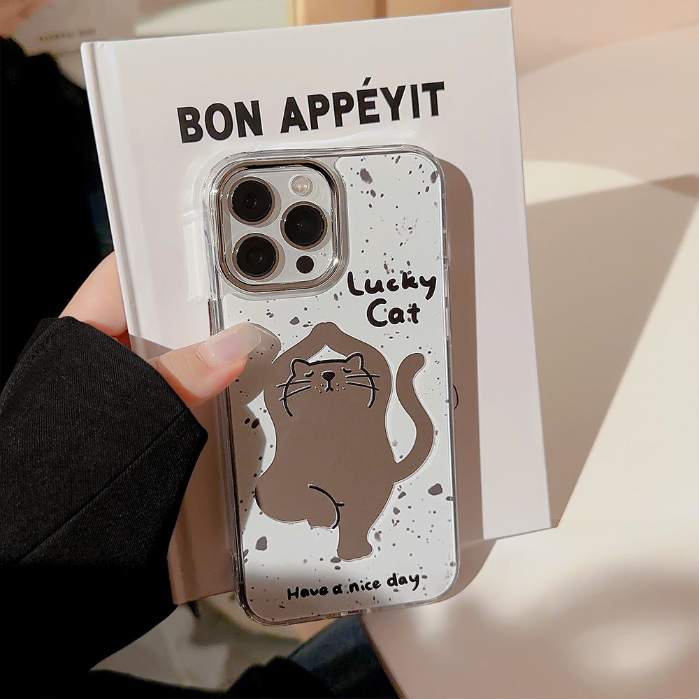 Protective Phone Case For Iphone With Yoga Cat Cartoon Design_voghion.com