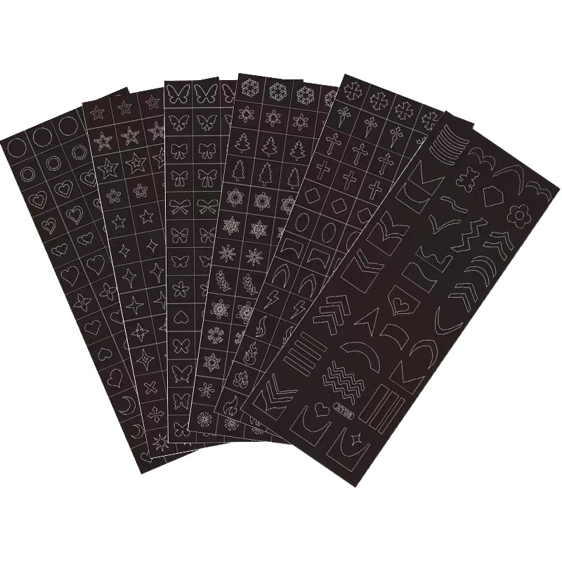 Pegatinas de plantilla de pintura de uñas de estilo japonés estrella de la mariposa del corazón hueco