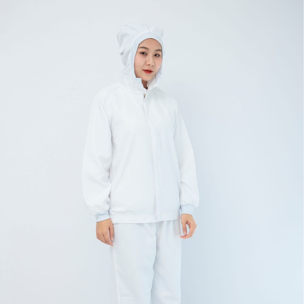 连帽分体长袖工作服车间净化服无尘防静电食品内包