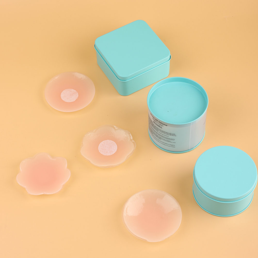 Invisible silicona pegatinas de pecho/silicona de mama pegatinas/pezón pegatinas anti-exposición anti-Bump pecho pegatinas caja de polvo
