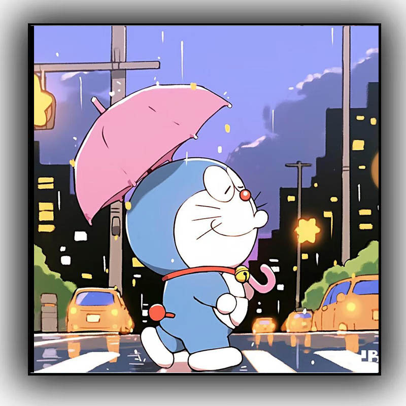 Nuevo Doraemon dibujos animados pintura digital DIY rellenos a mano curación descompresión pintura acrílica de alta calidad de color sala de estar