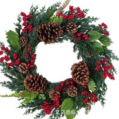 アマゾンの新型クリスマス花輪花輪油松紅果家庭装飾国境を越えたアメリカクリスマス藤条飾り