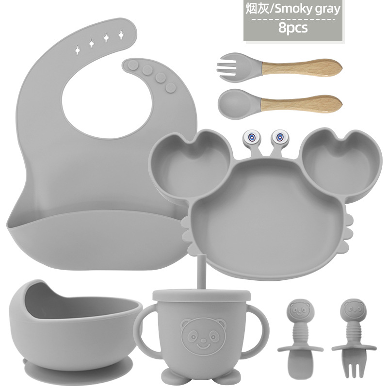 Juego de platos de silicona para bebés y niños aprenden a comer y beber vajilla de alimentación para bebés
