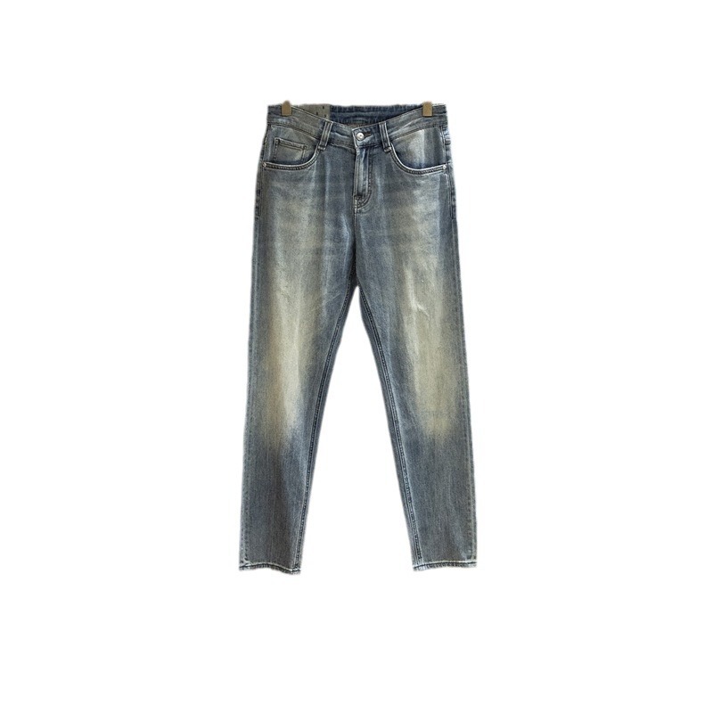 Suave y cómodo algodón orgánico elástico primavera-verano delgado hombre casual delgado jeans rectos