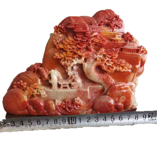Shoushan stone carving ornaments wholesale, landscape ornaments, window display feng shui ornaments, imitation jade crafts