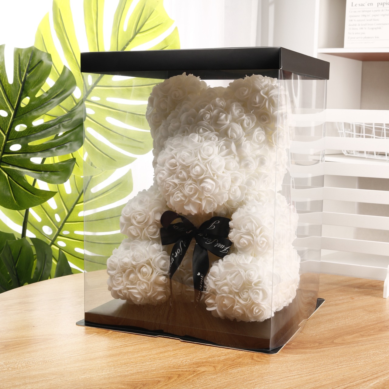 Flor preservada oso rosa 520 regalo del Día de San Valentín tienda de flores supermercado PE espuma flor abrazo oso rosa