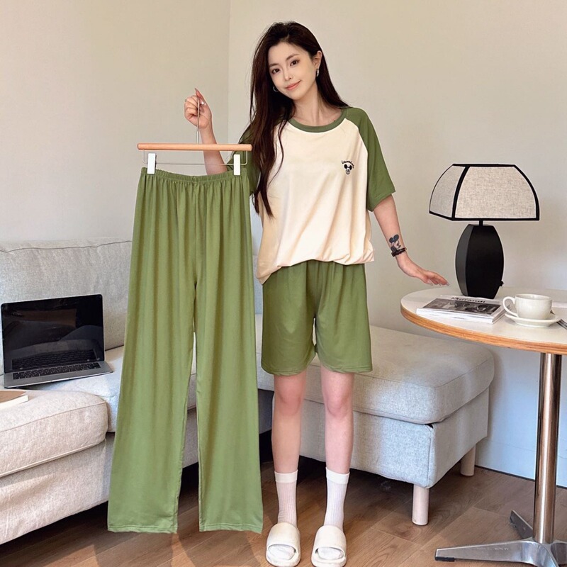 Mickey Skin Limited Three-piece Summer Sweet and Cute Pajamas Women's Short-sleeved Shorts Pants Casual Home Clothes