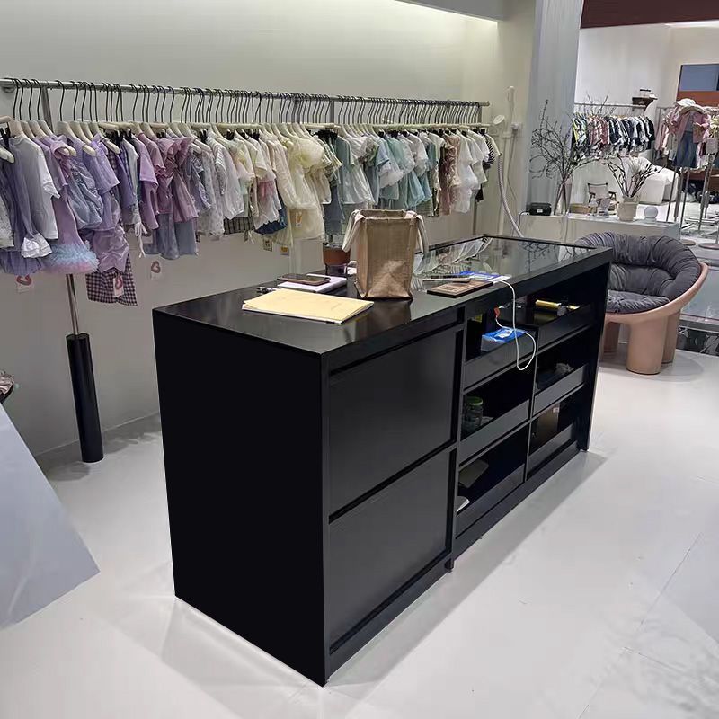 烤漆中岛台带玻璃橱窗服装店展示台储物柜装饰柜摆件台陈列展示桌