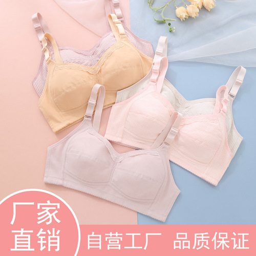 New lace nursing thin mold cup cotton middle-aged and elderly underwear vest without wire back buckle bra wholesale
