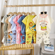 儿童家居服套装纯棉夏季新款男童短袖女童睡衣空调服夏装宝宝童装