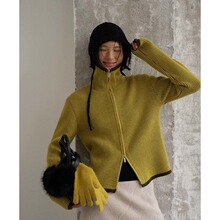 UNITY MODE 撞色开衫立领毛衣女冬季双拉链针织衫上衣外套251366