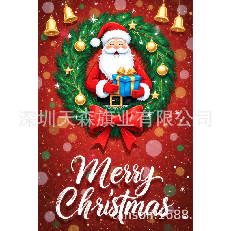 跨境新款圣诞节花园旗旗帜狂欢派对场景装饰拍照花环圣诞旗帜|undefined