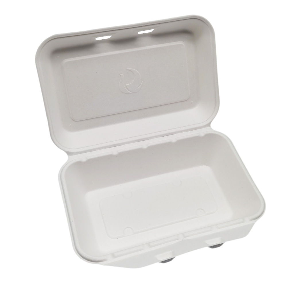 Caja de bloqueo de pulpa de caña de azúcar verde fábrica al por mayor protección ambiental vajilla desechable cartón de pulpa compostable degradable