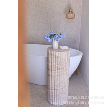 嘻物所设计复古大理石纹路边几高款罗马柱底座展示柱客厅雕塑摆件