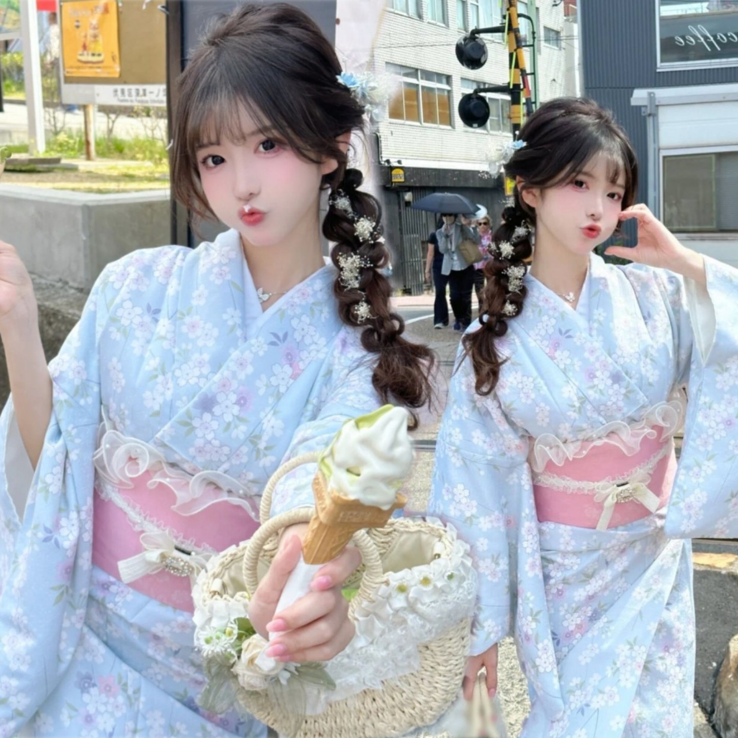 Photo Studio's New Japanese Style Traditional Improved Version of Kimono, Sweet and Cute God Yukata Girl Photo Photography Art Photo