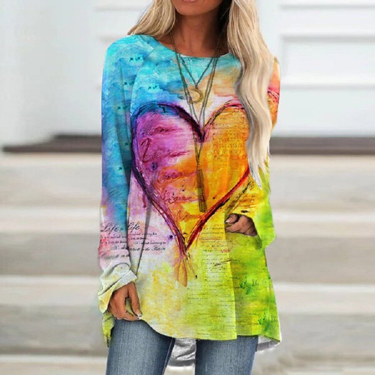 Camiseta de Manga Larga para Mujer de Poliéster con Impresión Digital y Cuello Redondo image 23