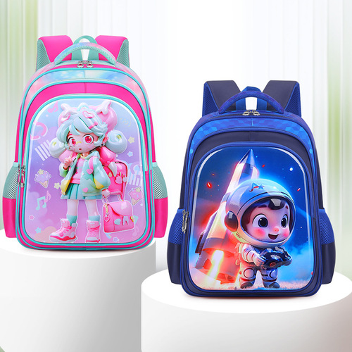 Children's School Bag, Primary School Student Backpack 3DEVA Hard Shell Single Bag Three-Piece Set with Wheels