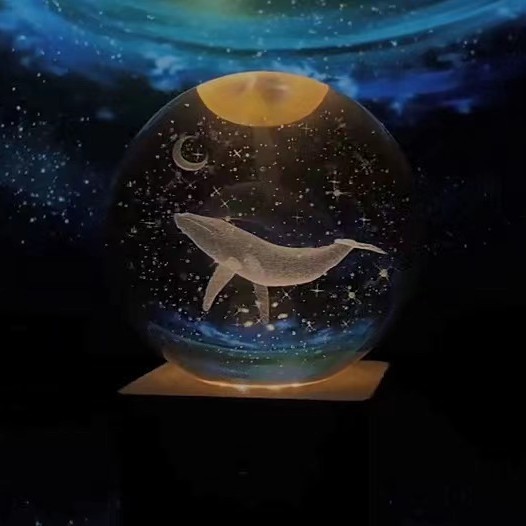 Luminoso ELK bola de cristal 3D tallada noche Luz de madera decoración de escritorio regalo para niñas regalo de cumpleaños al por mayor