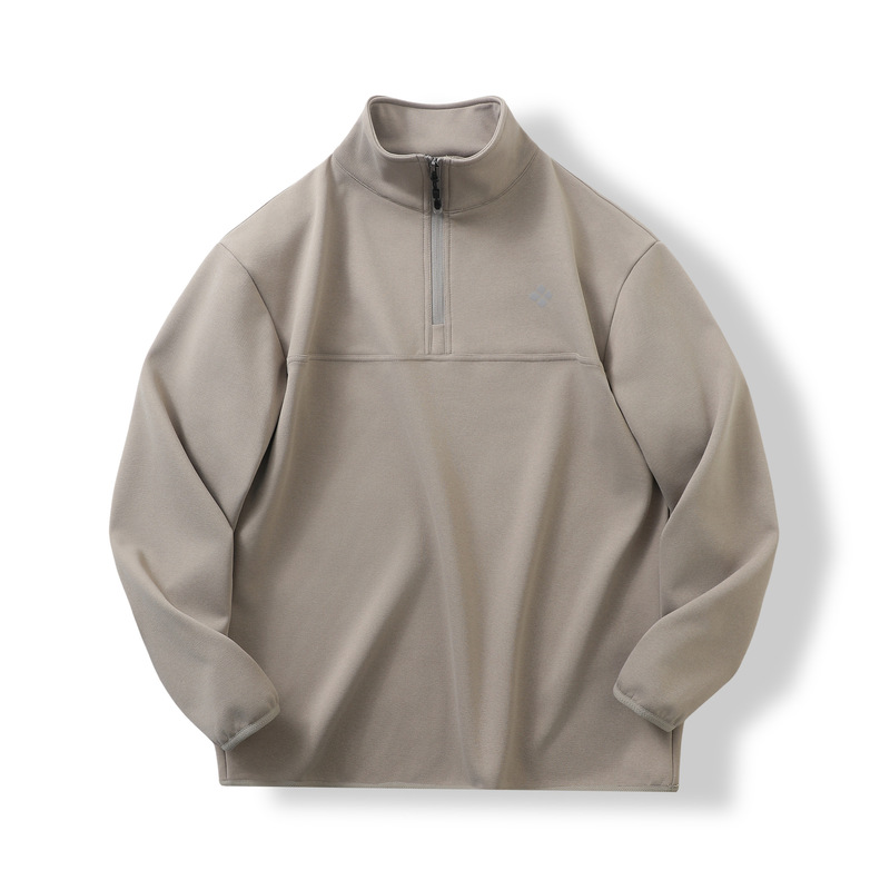 Composite Fleece for Warmth! Mountain Style Outdoor! Windproof and Breathable Autum Half-Zip Jacket Loose Soft Shell Sweatshirt for Men