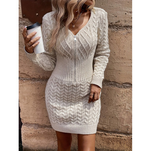 J 65583 Women's half-zip sweater dress Ůʿ�����ë���B��ȹ