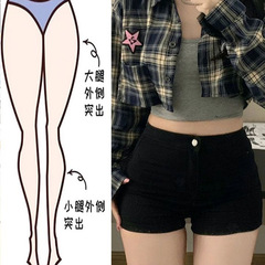 2025年黒ハイウエストストレッチデニムショートパンツレディース大きいサイズ着痩せ春夏外着ギャルa字ホットパンツins