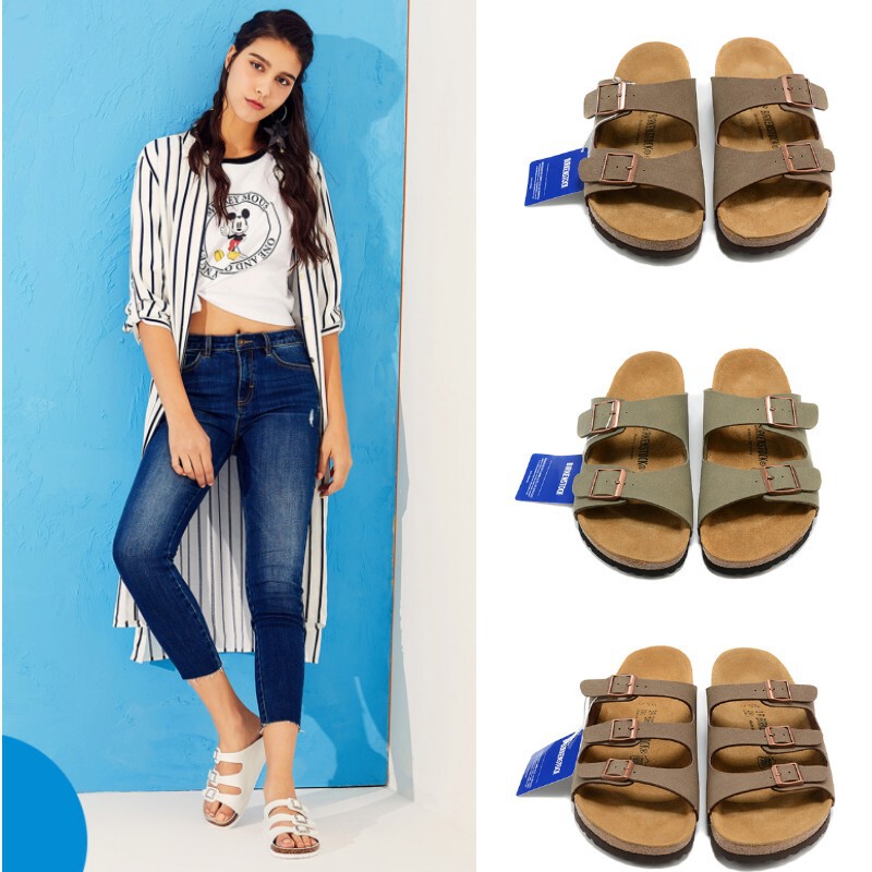 Bekken Iva Summer Women's Double-Buckle Oil-Waxed Slippers, Flat Slippers, Cork-Soled Sandals, Beach Shoes, Men's Slippers Bekken Iva Summer Women's Double-Buckle Oil-Waxed Slippers, Flat Slippers, Cork-Soled Sandals, Beach Shoes, Men's Slippers
