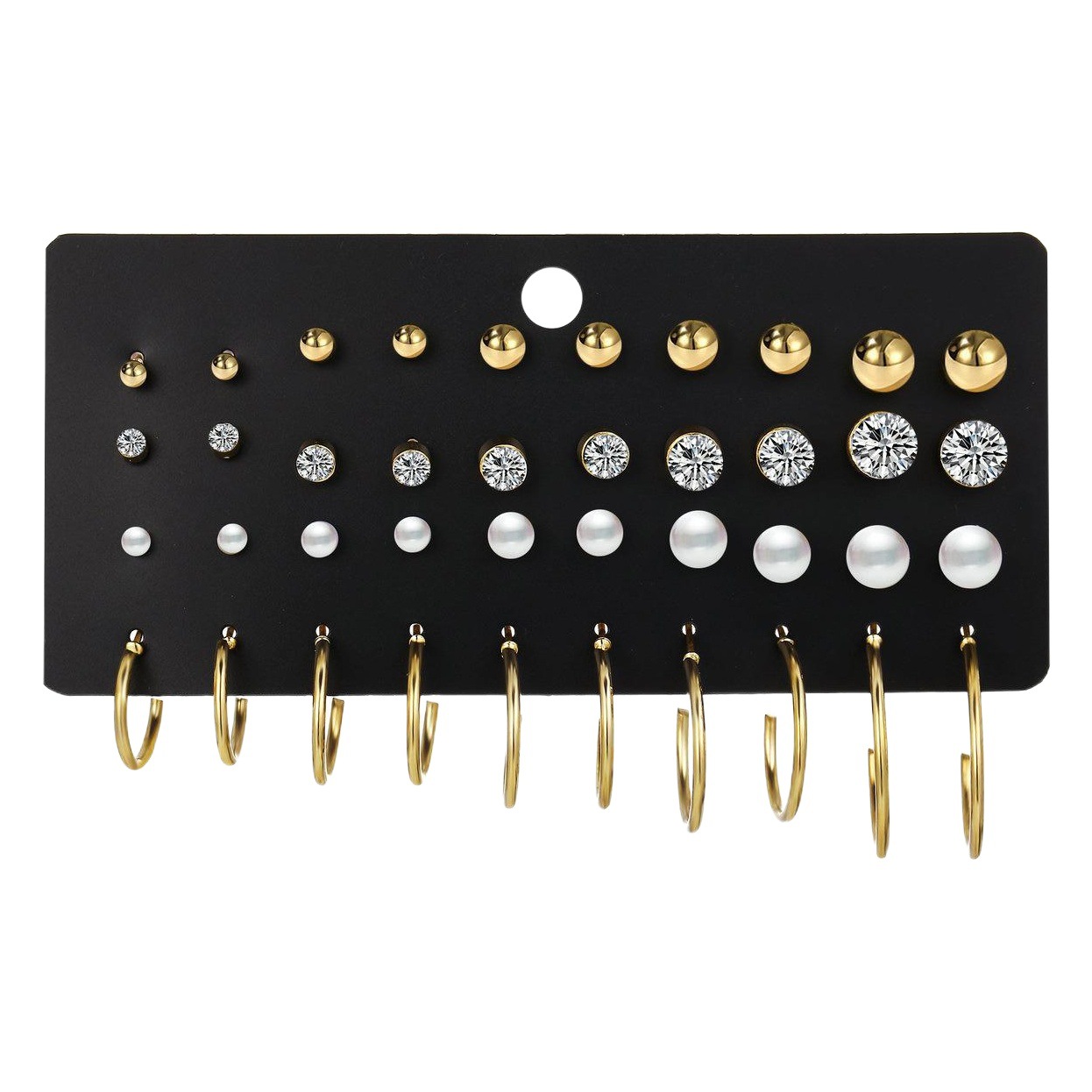 F1291 European and American new pearl zircon earring earrings suit 20-piece set creative retro simple earrings wholesale