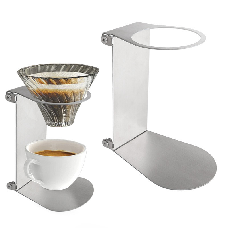 New Stainless Steel Foldableable V60 Drip Coffee Holder Home Outdoor Camping Style Funnel Hand Brewed Coffee Filter Cup