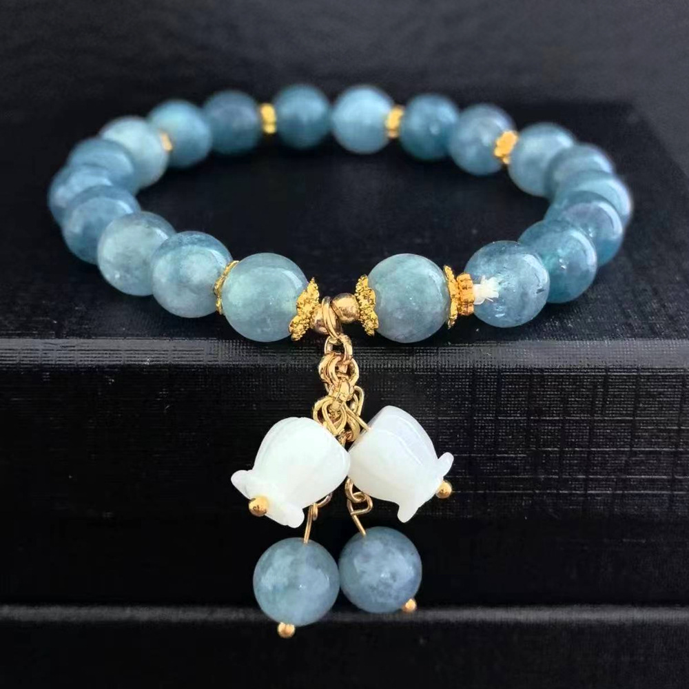 Piedra natural de color doble color pulsera de jade turmalina de color para mujeres Xiains nicho lujo ligero de alto nivel sensación de orquídea