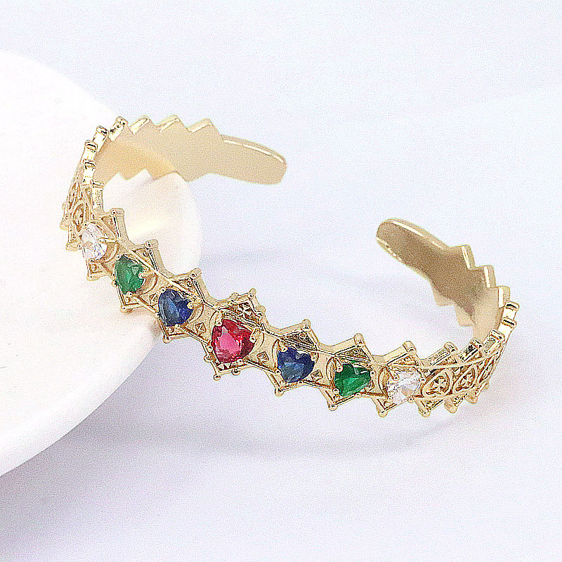 Fashion new style copper Gold-Plated Micro Inlaid Color Zircon Open Geometric Bracelet