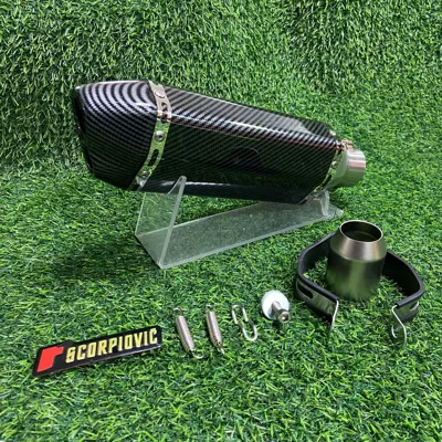 exhaust pipe full imitation: Motorcycle exhaust pipe - fully-imitation-carbon-fiber-small-hexagonal-double-hole-370mm