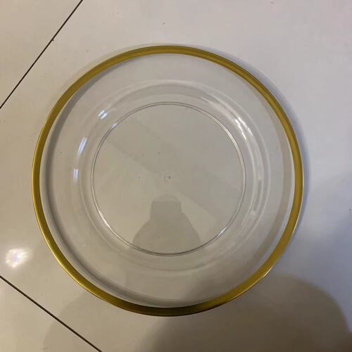 Foreign trade transparent wedding hotel party hot stamping decoration plastic glass main plate chagerplate