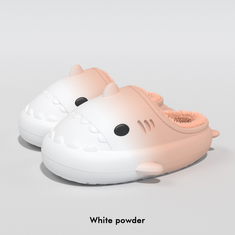 Transfronterizo popular nuevo impermeable gradiente tiburón Zapatillas de algodón de invierno de las mujeres de interior casa Casa de los hombres peludo zapatillas de invierno