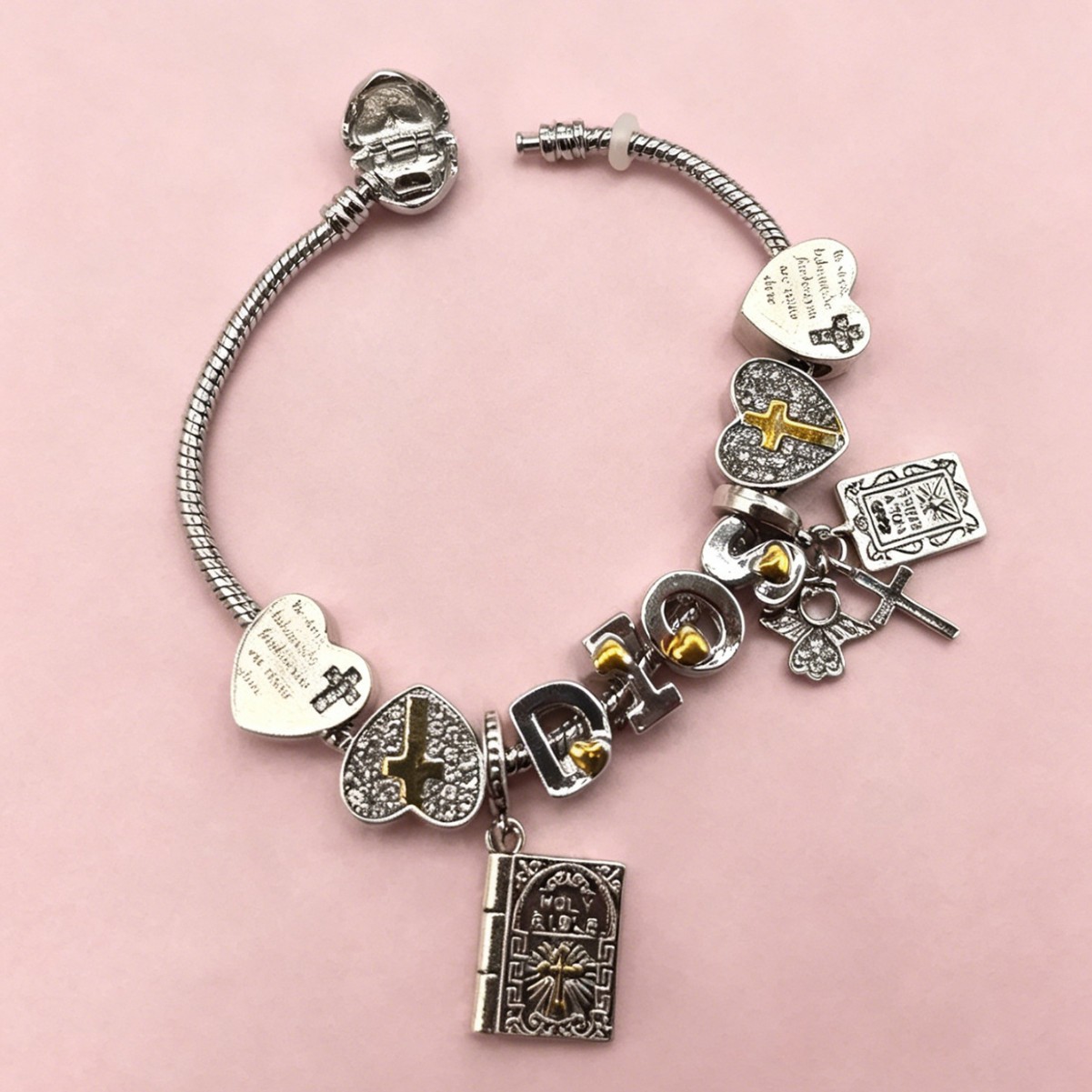 Pan Jia pulsera cross-border explosión DIY pulsera diamante cruz ángel amor colgante joyas retro