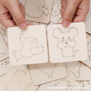 跨境DIY镂空木质绘画模版画画工具套装幼儿学生儿童涂鸦益智玩具
