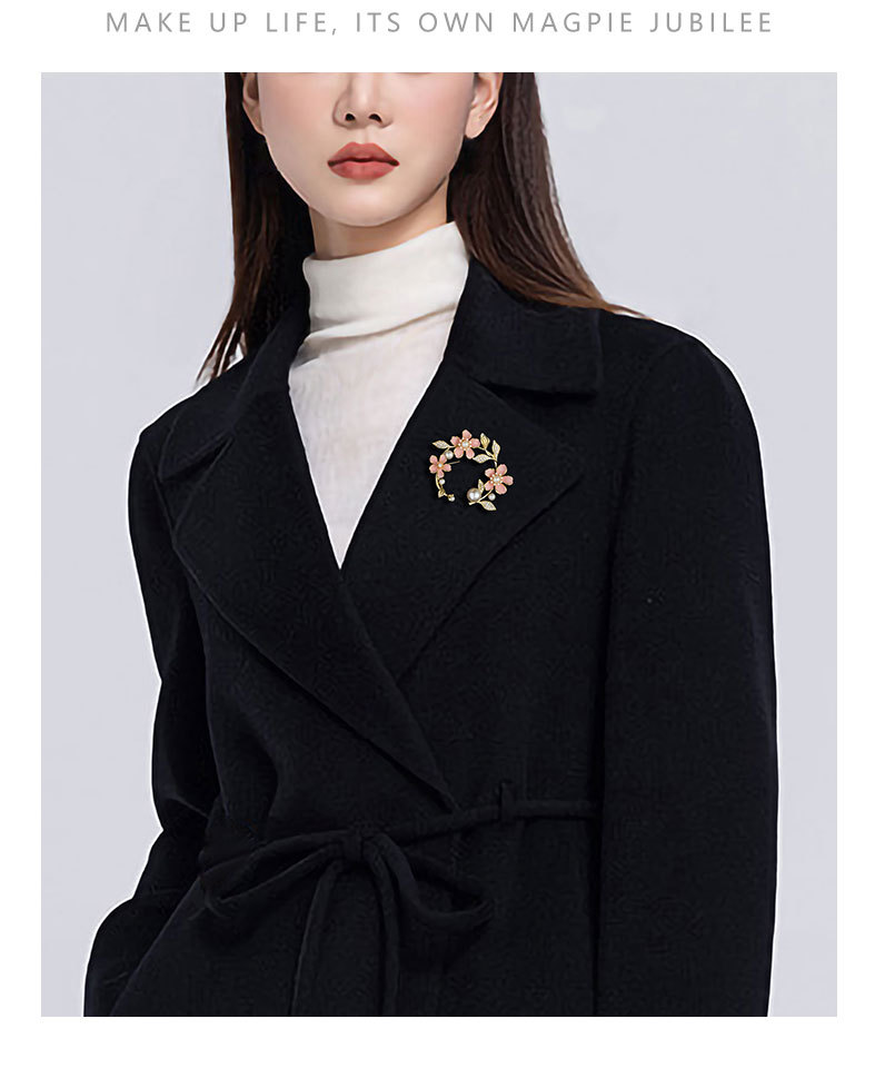 森系时尚优雅花环胸针小众轻奢风个植物花卉别针新品超