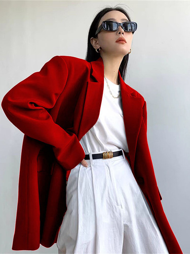 Women's Gray Blazer Coat Spring and Autumn Elegant Casual Street Style Korean Version Fashion Trendy Women's Suit