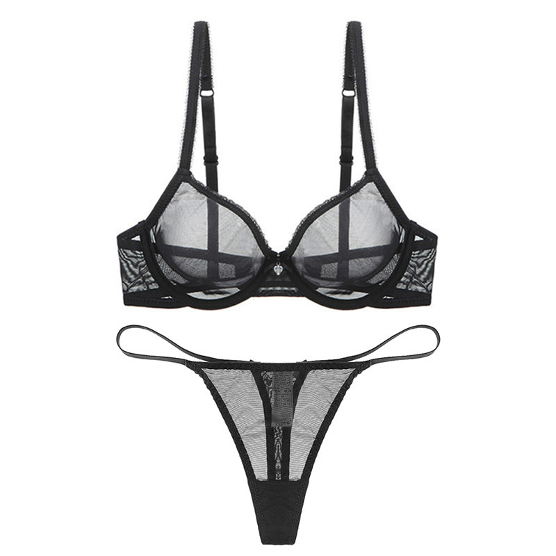 Varsbaby Sexy Fully Transparent Mesh Bra Thong Set Ultra-Thin See-Through Comfortable Steel Ring Bra for Women Varsbaby Sexy Fully Transparent Mesh Bra Thong Set Ultra-Thin See-Through Comfortable Steel Ring Bra for Women
