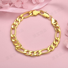 时尚跨境首饰18K金8MM费加罗链男女手链希音欧美朋克银饰现货批发