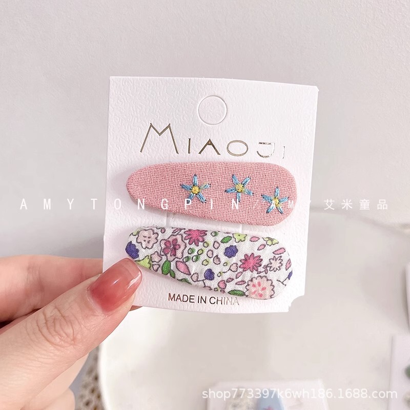 子供用の花のヘアピンの赤ちゃんの綿と麻の布芸の刺繍の前髪のクリップのヘアピンの乳幼児のかわいいクリップのヘアピン|undefined