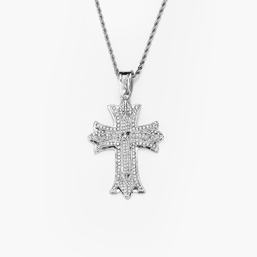 New Big Cross Men's Hip Hop Alloy Necklace Christmas Gift Jewelry_voghion.com