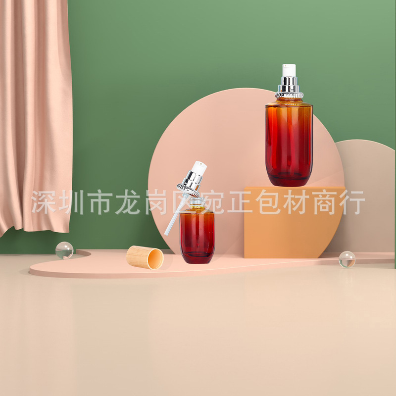 メーカー直販直円ザクロ瓶130ml水クリームエッセンス化粧品スキンケア品赤色工芸ガラス瓶|undefined
