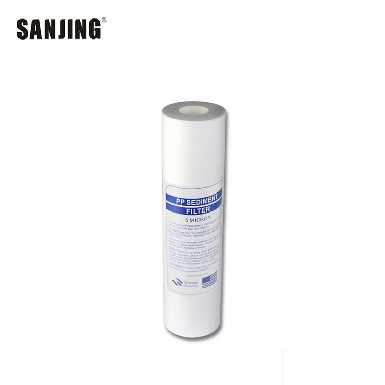 Purificador de agua doméstica filtro PP Filtro de 10 pulgadas de algodón PP fundido por soplado elemento de filtro de algodón Filtro frontal núcleo de algodón en relieve elemento de filtro de acupuntura