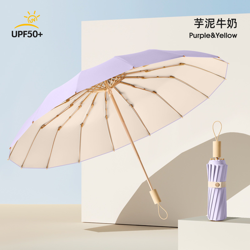 小清新16骨雨伞女折叠大号抗风晴雨两用太阳伞防晒防紫外线遮阳伞|undefined