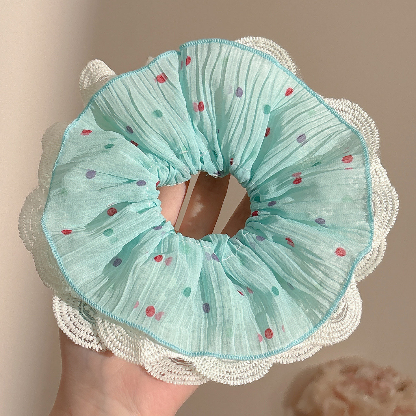 3# 청록색 레이스 머리끈 18cm