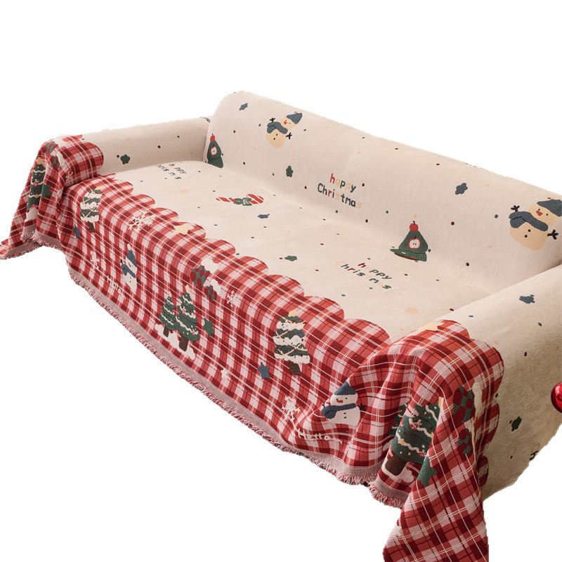 Cuatro estaciones de sofá cubierta roja universal cubierta de sofá cubierta de cubierta de sofá antideslizante toalla de sofá de Navidad