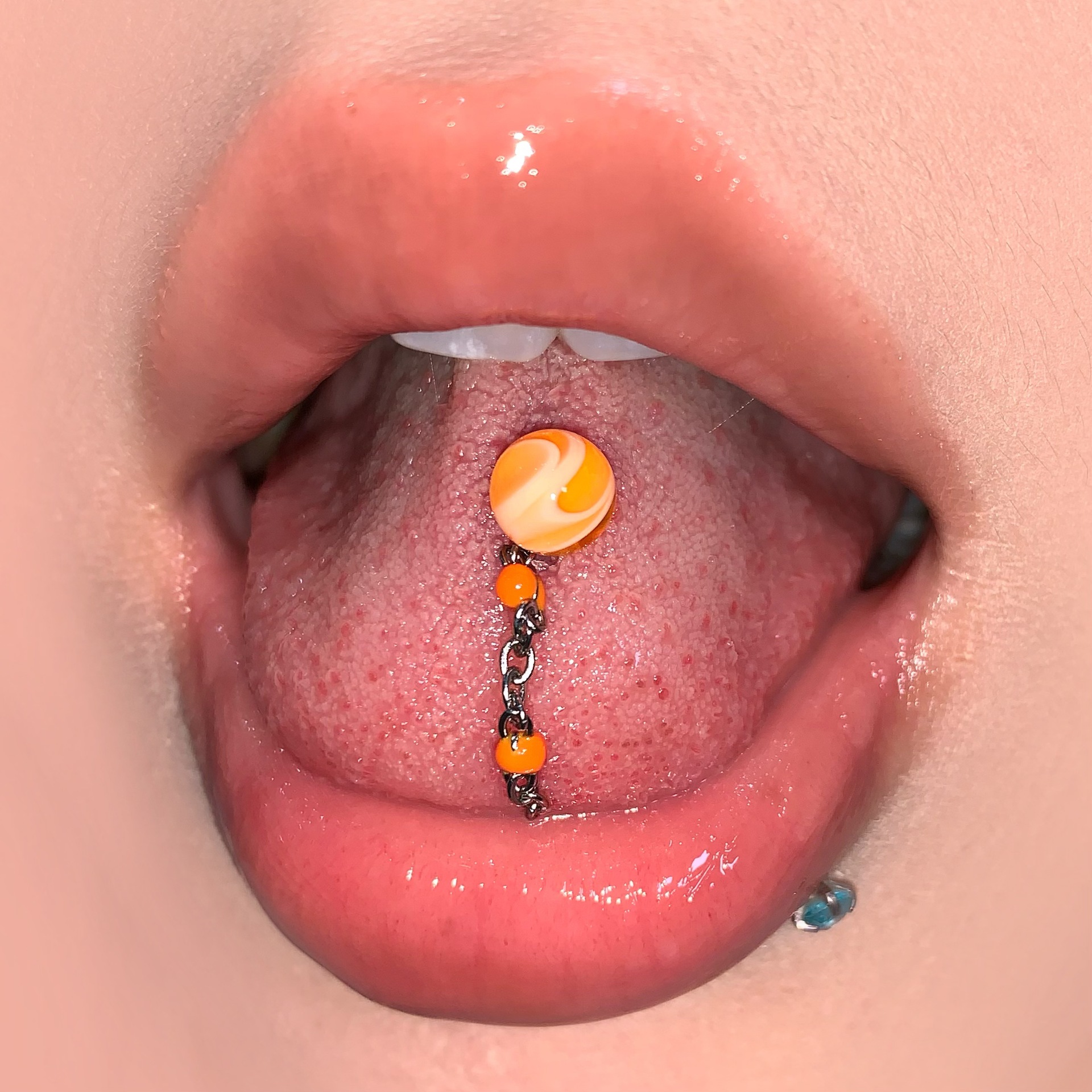 Labret stud lip piercing jewelry styling detail