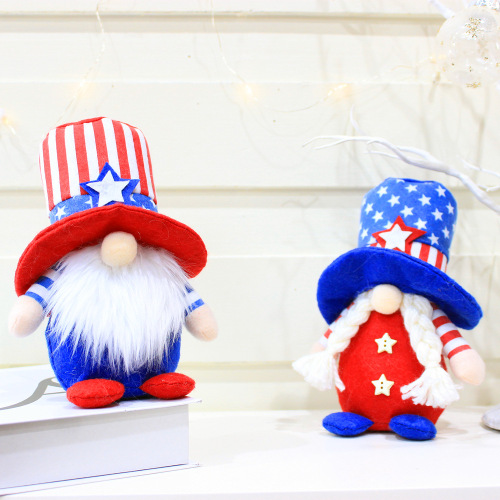 Cross-border  American Independence Day faceless doll ornament striped five-star dwarf figure National Day decoration hanger