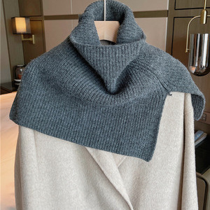 Autumn and winter fashion outer wear fake collar turtleneck sweater shawl women's cape all-match pullover knitted scarf thickened solid color